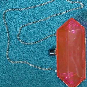 Cute geometrical shaped crossbody silver chain purse